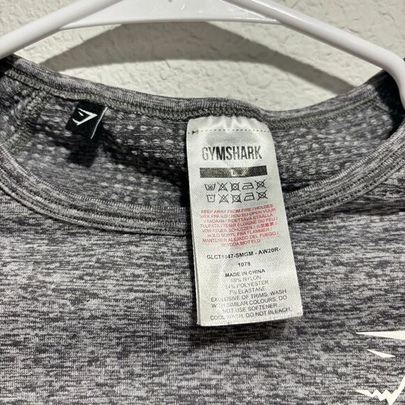 Gymshark Women's Cropped Top Gray Large Solid Seamless Long Sleeve Round Neck - Picture 6 of 9